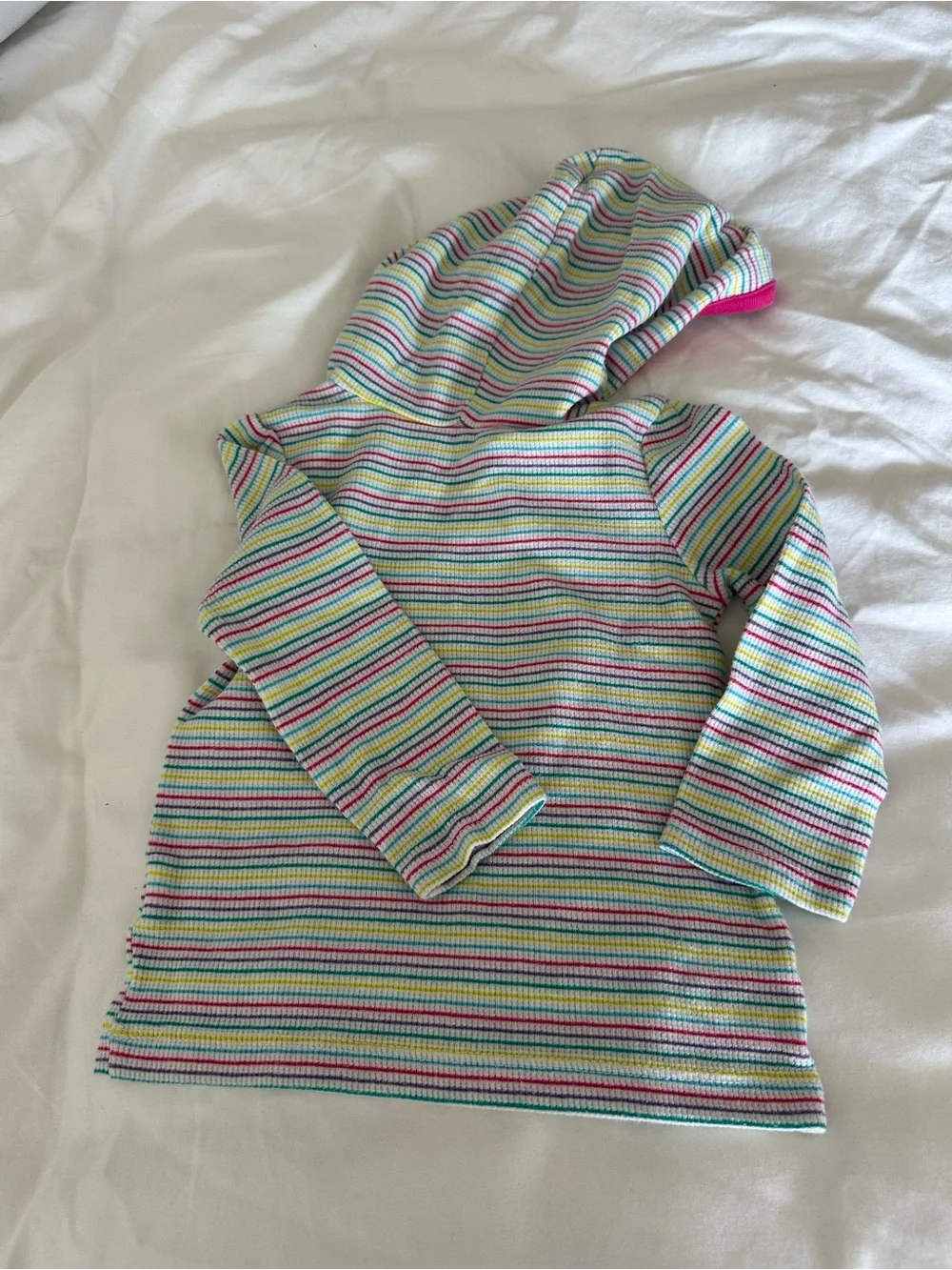 The Children's Place Multicolor Striped Hooded Tunic with Glitter Smiley